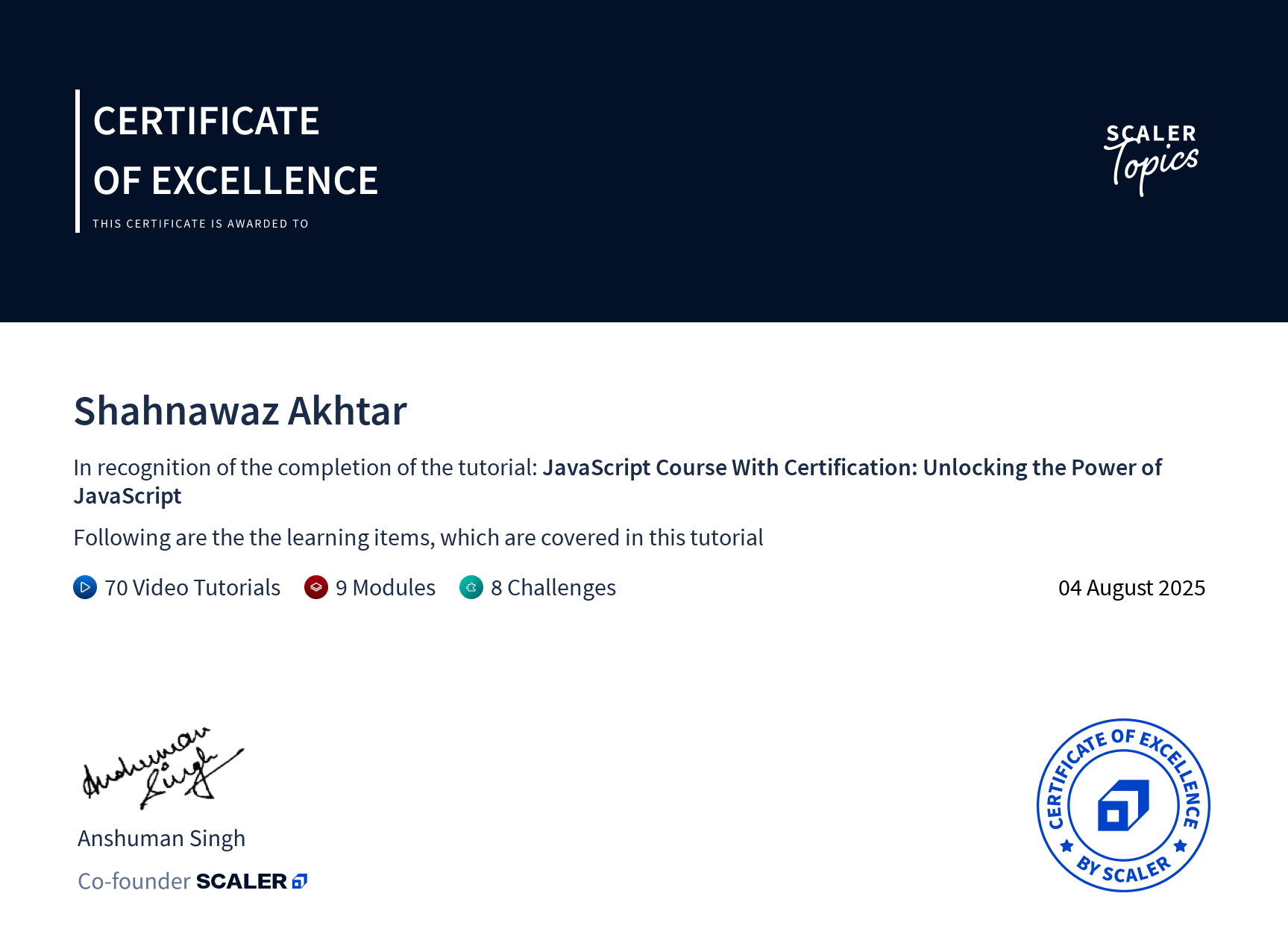 JS Certificate